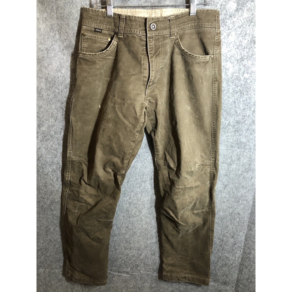 Kuhl Pants 33x32 Brown Flannel Lined Hot Ryder Vintage Patina Dye Hike Outdoors